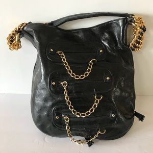 Sabina New York Black Leather Shoulder Bag